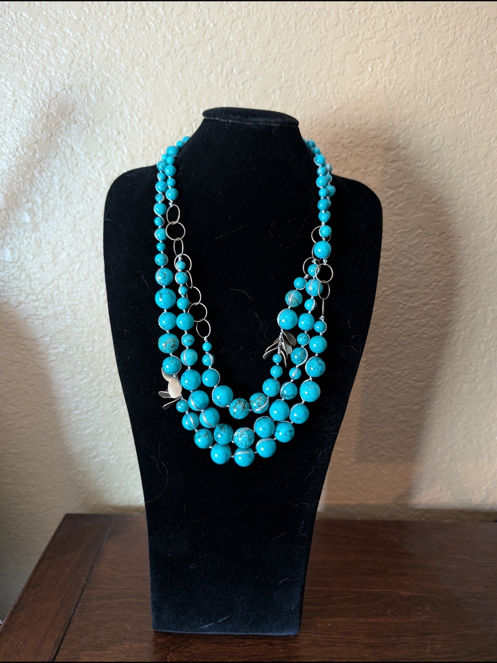 Coldwater Creek Multi-Strand Necklace, turquoise colored beads